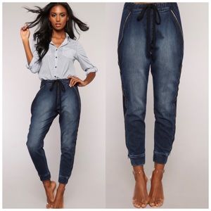 Fashion Nova | Denim Joggers - Medium Blue Wash